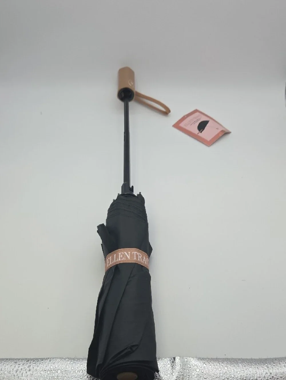Ellen Tracy Black and Tan Compact Umbrella